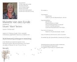 Mariette Van den Eynde - Rouwcentrum Feyaerts, Haacht