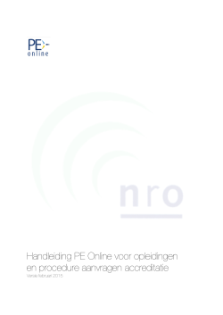 Handleiding PE Online - Nederlands Register voor Osteopathie NRO