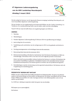 dinsdag 3 maart 2015 - agrarische natuur vereniging