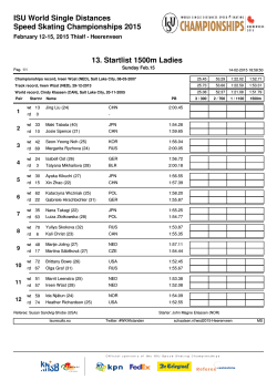 13. Startlist 1500m Ladies ISU World Single