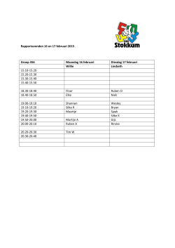 Rapportavonden 16 en 17 februari 2015 Groep 456