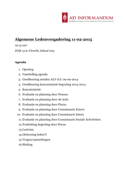 Agenda Algemene Ledenvergadering 11 februari