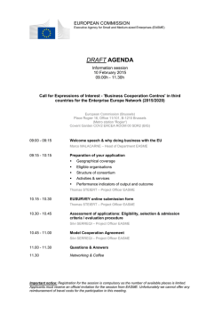 DRAFT AGENDA - European Commission