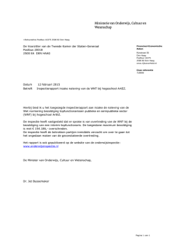 Hierbij bied ik u het toegezegde inspectierapport