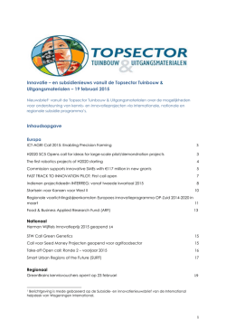Innovatie & Subsidienieuws februari 2015