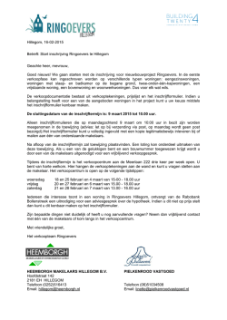 Hillegom, 16-02-2015 Betreft: Start inschrijving Ringoevers te