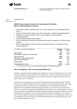 BAM 2014 gecorrigeerd resultaat vóór belastingen € 62 miljoen