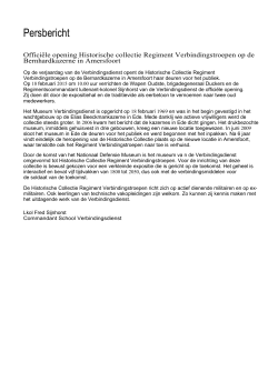 Persbericht - Museum Verbindingsdienst