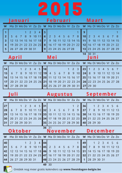 Gratis jaarkalender 2015 met weeknummers met Belgie feestdagen