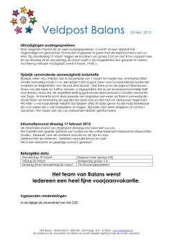 Informatieavond dinsdag 17 februari 2015