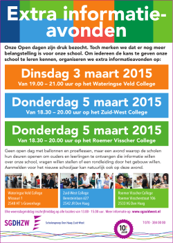 Extra Informatieavonden - Scholengroep Den Haag Zuid-West