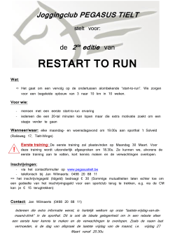 RESTART TO RUN: Editie 2 - Joggingclub Pegasus Tielt vzw