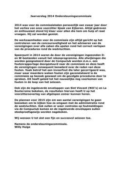 Jaarverslag 2014 Ondersteuningscommissie 2014