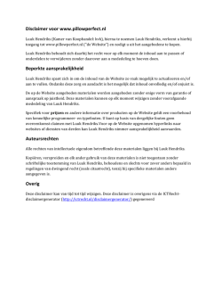 Disclaimer voor www.pillowperfect.nl Beperkte aansprakelijkheid