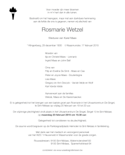 Rosmarie Wetzel - Wase Begrafenissen