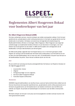 Reglementen Albert Hoogeveen Bokaal voor boekverkoper van het