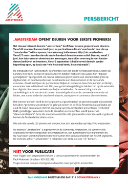PERSBERICHT - nieuwe domein van Amsterdam