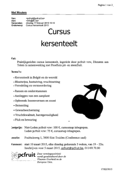 een praktijkgerichte cursus, ingericht door PCFruit vzw, Diensten