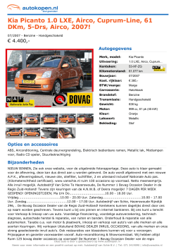 Kia Picanto 1.0 LXE, Airco, Cuprum-Line, 61 DKm, 5