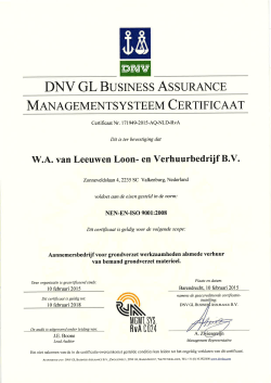 NEN-EN-ISO 9001:2008 – W.A. van Leeuwen Loon