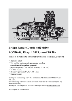 Bridge Rondje Dordt café-drive ZONDAG, 19 april - NBB