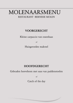 MOLENAARSMENU - Restaurant Bernisse Molen