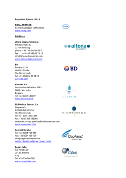 Registered Sponsors 2015 ROYAL SPONSOR: Roche Diagnostics