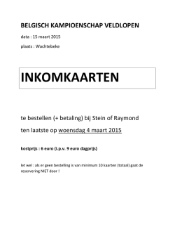 INKOMKAARTEN - Atletiekclub Sparta Bornem