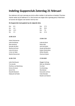 Indeling Guppenclub Zaterdag 21 februari