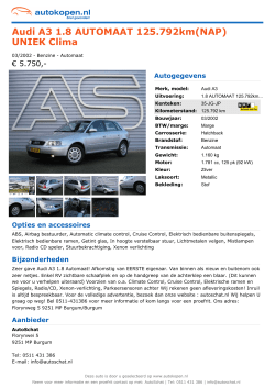 Audi A3 1.8 AUTOMAAT 125.792km(NAP) UNIEK