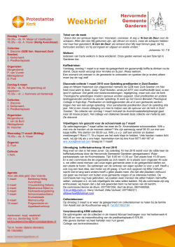 Weekbrief - Welkom bij de Hervormde gemeente te Garderen!