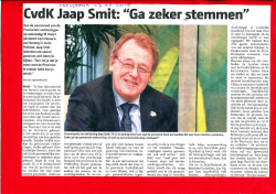 CvdK Jaap Smit: "Ga zeker stemmen