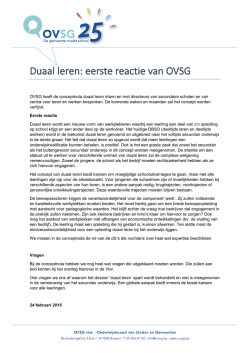 Duaal leren: eerste reactie van OVSG