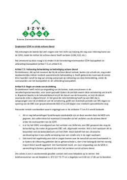 Zorgkosten SZVK na einde actieve dienst Wij ontvangen de laatste