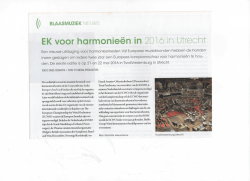 EK voor harmonieën in 2016 in Utrecht
