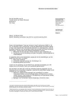 "Kamerbrief besteding humanitaire hulp 2014 en