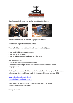 Handboekbinderij Jouke ten Wolde houdt tradities