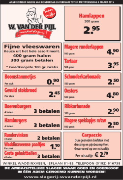 In de reclame - Voordeelslagerij W. van der Pijl