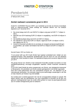 Zenitel realiseert consistente groei in 2014 (27.2.2015)