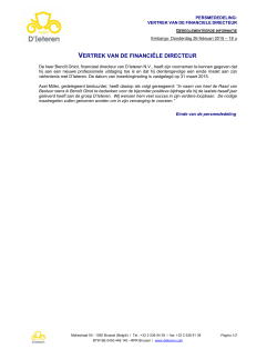 D`Ieteren - Vertrek van de financiële directeur (26.2.2015)