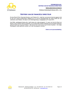 D`Ieteren - Vertrek van de financi&euml;le directeur (26.2.2015)