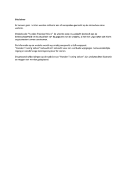 Disclaimer Er kunnen geen rechten worden ontleend aan
