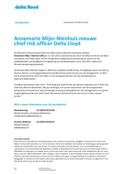 Annemarie Mijer-Nienhuis nieuwe chief risk officer Delta Lloyd