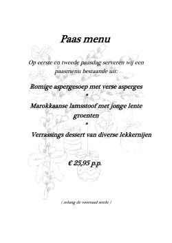 Paas menu - Herberg van Stroobos