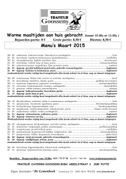 Menu`s Maart 2015 - Traiteur Goossens