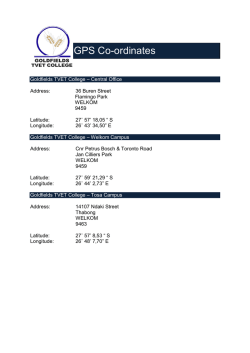 GPS Co-ordinates - the Goldfields FET College