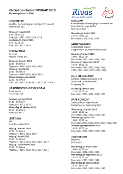 Vaccinatieschema DTP/BMR 2015