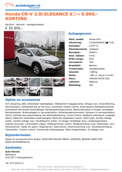 Honda CR-V 2.0i ELEGANCE â‚¬ 5.090,- KORTING