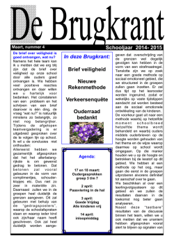 Schooljaar 2014- 2015 In deze Brugkrant: Brief