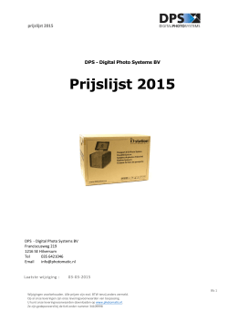 Prijslijst 2015 - (Digital Photo Systems) B.V.